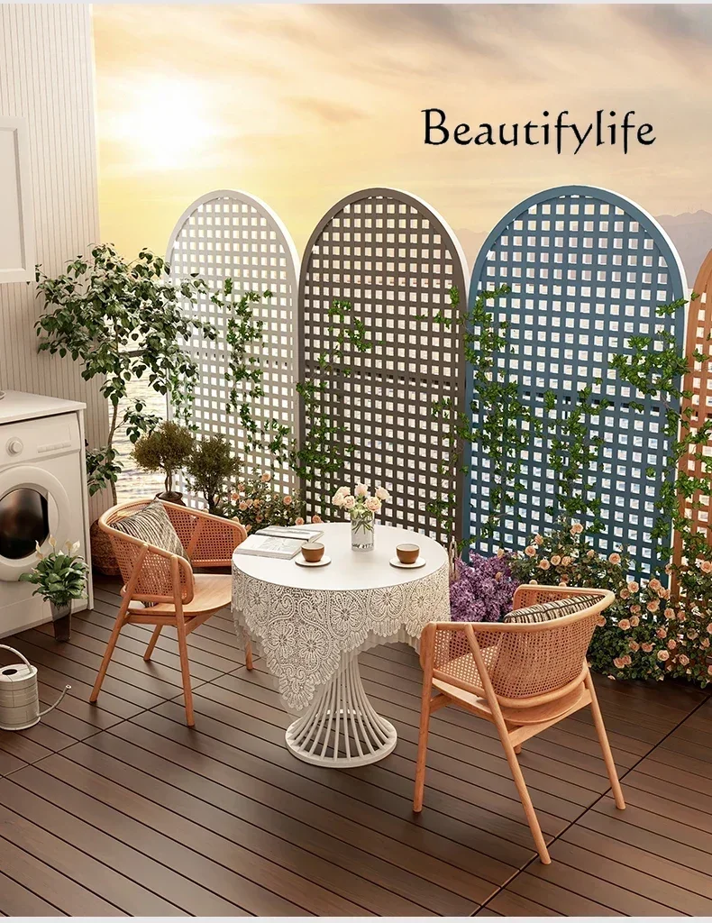 X40 Antiseptic Wood Mesh Garden Fence Outdoor Lattice Solid Wood Fence Partition Courtyard Decorative Fence