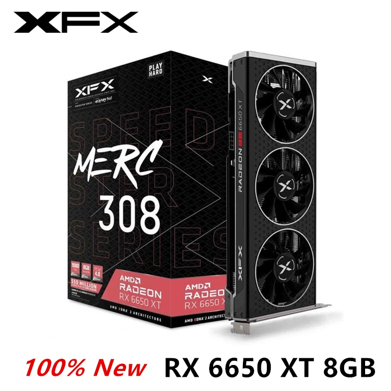 بطاقة فيديو XFX RX 6650 XT 8GB GPU Radeon AMD RX6650 XT 8GB بطاقة رسومات ألعاب الكمبيوتر المرسلة من مستودع البرازيل