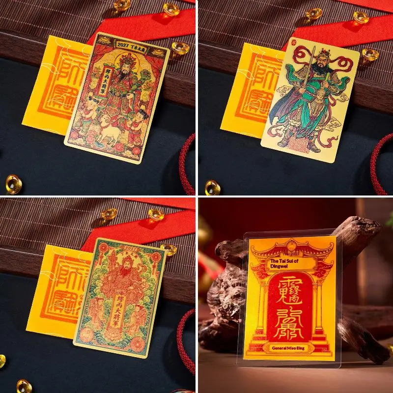New 2027 Tai Sui Card Feng Shui Prayer Gold Card Exorcism Protection Gift Safe Bring In Wealth And Treasure Supply For Daily Us