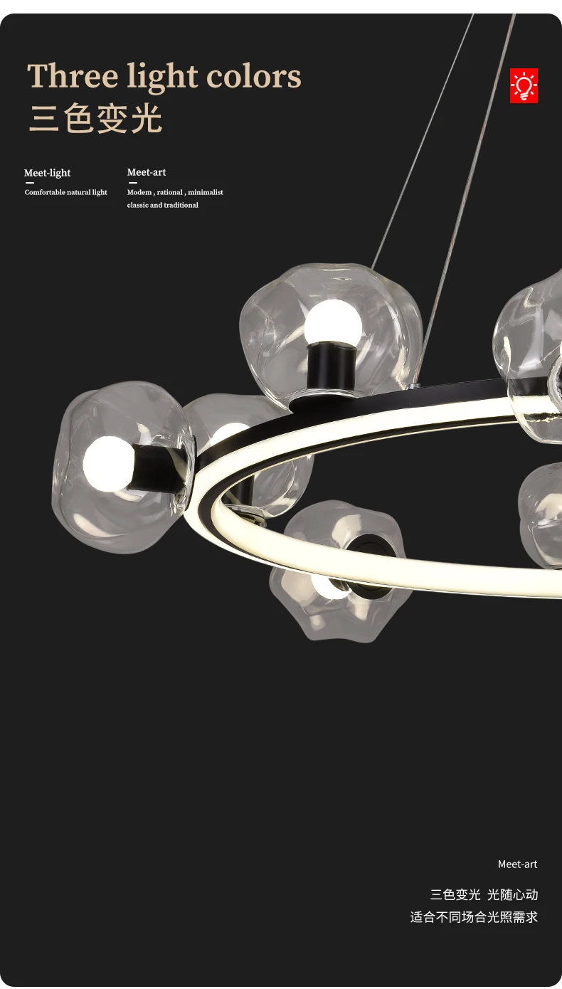Nordic LED Chandelier Lighting Dining Living Room Bubble