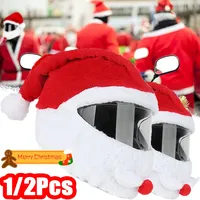 1/2Pcs Christmas Motorcycle Helmet Hats Christmas Themed High-quality Funny Plush Decor Hat Winter Riding Warm Helmet Cover