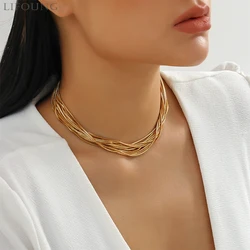 Multi Layers Copper Box Chain Necklace For Women Short Styles Metal Thin Link Choker Designer Punk Fashion Jewelry Party 2022236