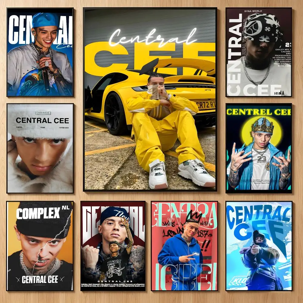 Trendy Rapper C-Central Cee Poster Classic Self-Adhesive PP Wall Sticker for Living Room Bar Decor Gift