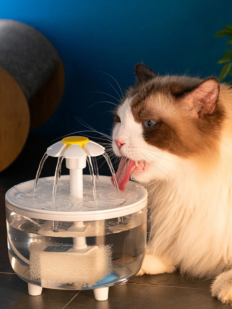 

Automatic Circulating Pet Water Fountain Cat Mute Water Dispenser Dog Transparent Petal Water Filter Off Power Outage