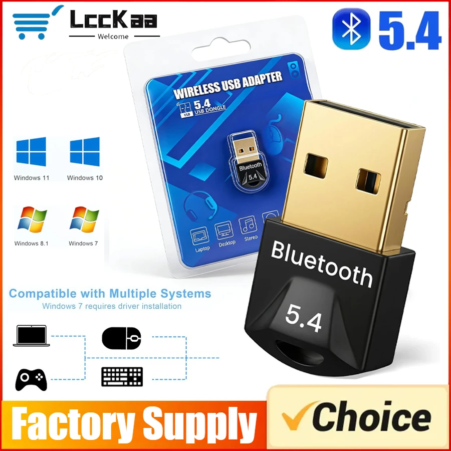 

USB Bluetooth Adapter Bluetooth 5.4/ 5.3/ 5.1/ 5.0 Dongle Receiver for Speaker Mouse Keyboard Music Transmitter Plug and Play