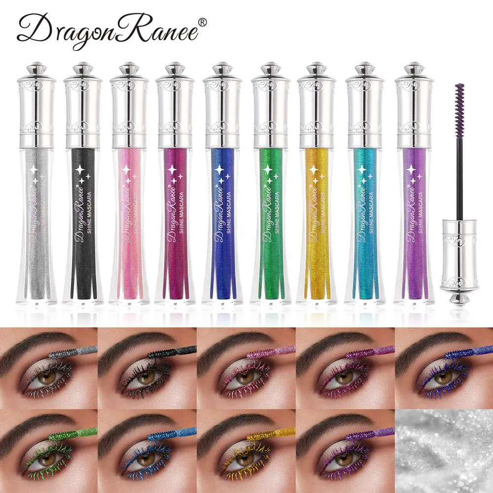 สีดําสีฟ้าเพชรมาสคาร่ากันน้ําที่มีสีสัน SHINY Glitter Eyelashes EXTENSION Quick DRY Curling Shimmer มาสคาร่าแต่งหน้า