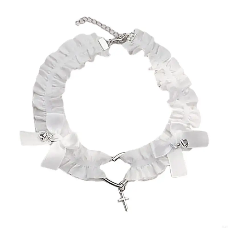 

49MF Fashion Punk Gothic Lace Choker Bells Collar Choker Necklace for Women Girls