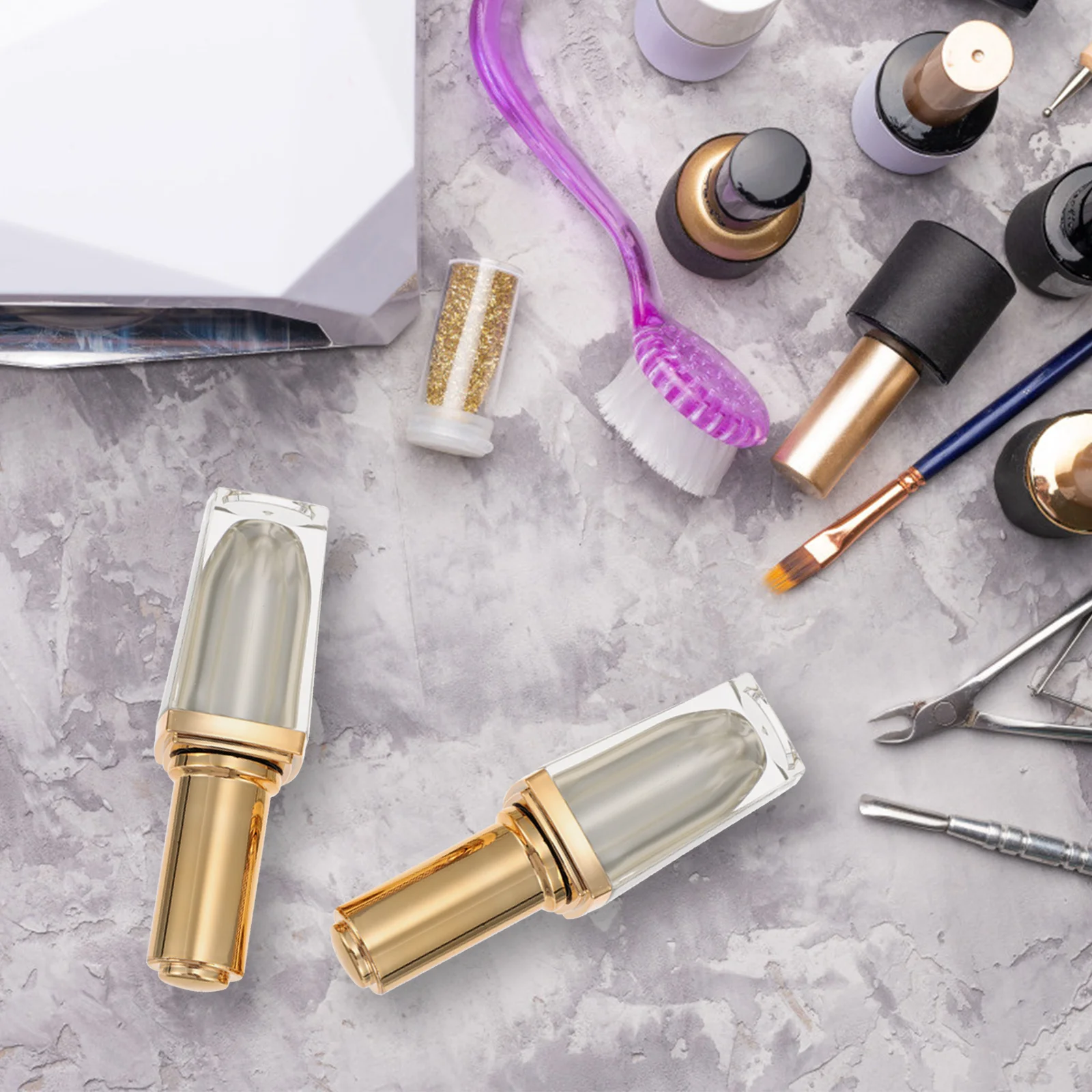 2Pcs Nail Polish Empty Bottle 10ml Clear Glass Airtight Refillable Brush Lid DIY Nail Art Supplies Container Glass Bottles