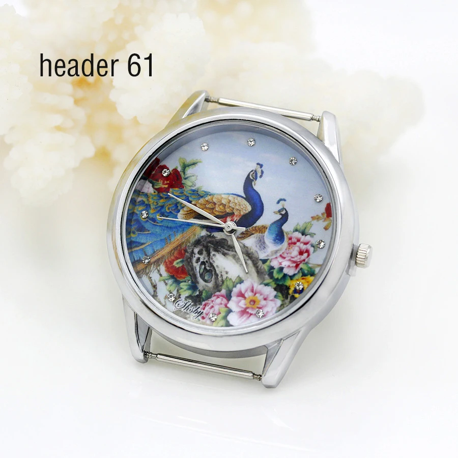 Shsby Diy Personality Watch Header New Style Sliver Flower,Panda, Rabbit, Peacock, Phoenix Head Watch Accessories 61~70