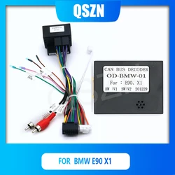 QSZN-DVD 16 PIN Cabo De Alimentação, Canbus Box Decoder, OBD2, BMW E90 E87, BMW X1 Cabos de Fiação, Rádio do carro Android, OBD2