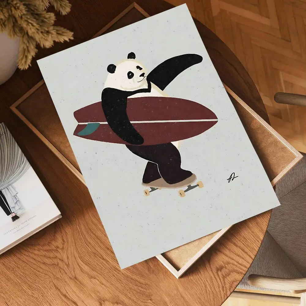 مضحك تصفح الكسل الدب الباندا زيبرا الثعلب ورق أبيض ملصق مقاوم للماء ورقة ملصق مقهى بار الجمالية الفن طلاء جدران