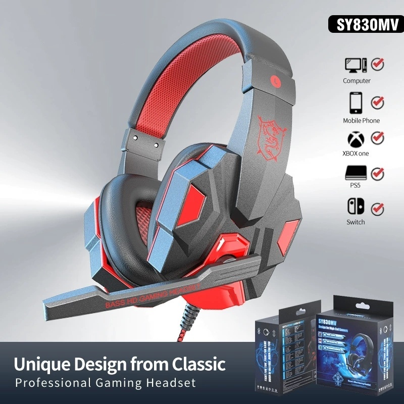 SW-G830 Wired Gaming Headphones With Mic Adjustable PC Bass Stereo Low latency Gamer Headset For PS4 PS5 Xbox Smartphone Laptop