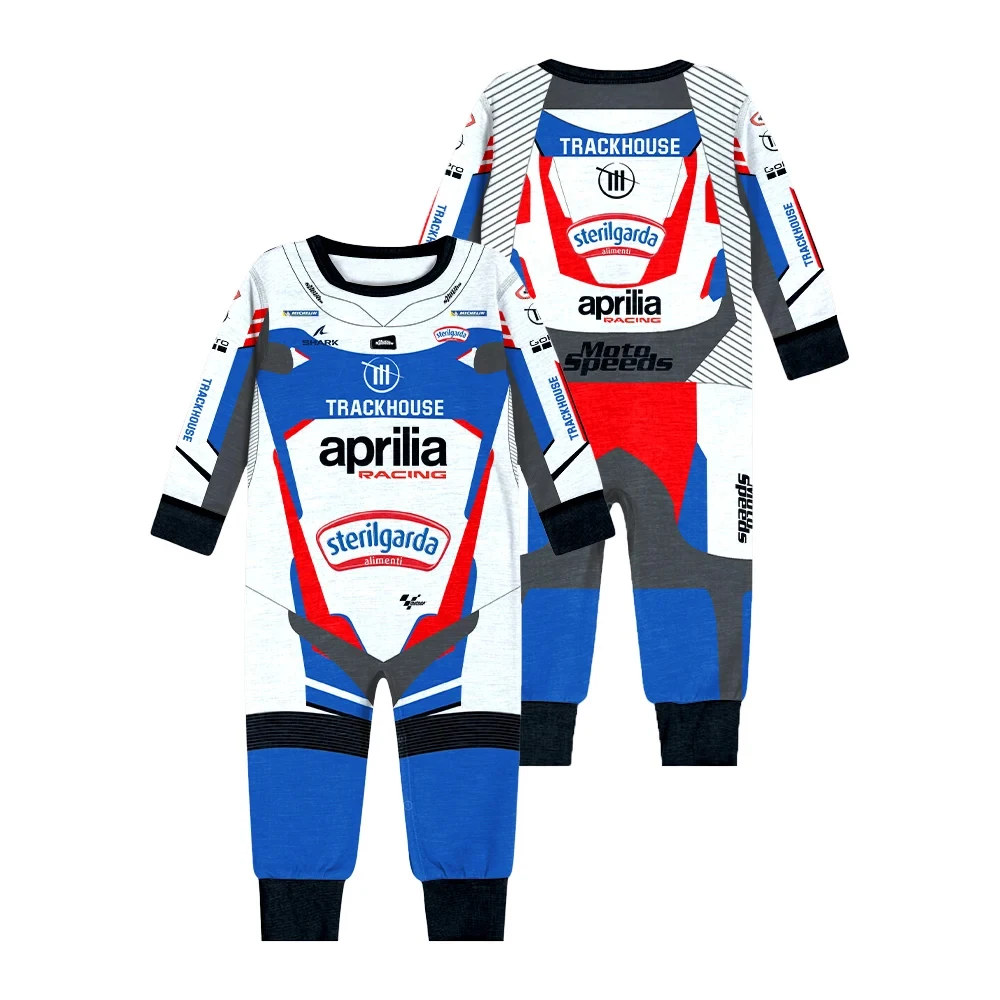 2024 New MOTO GP Motorcycle Racing Follower Apulia Racing Team Hot Selling Baby Cycling Suit Crawler Clothes Bebe Jumpsuit