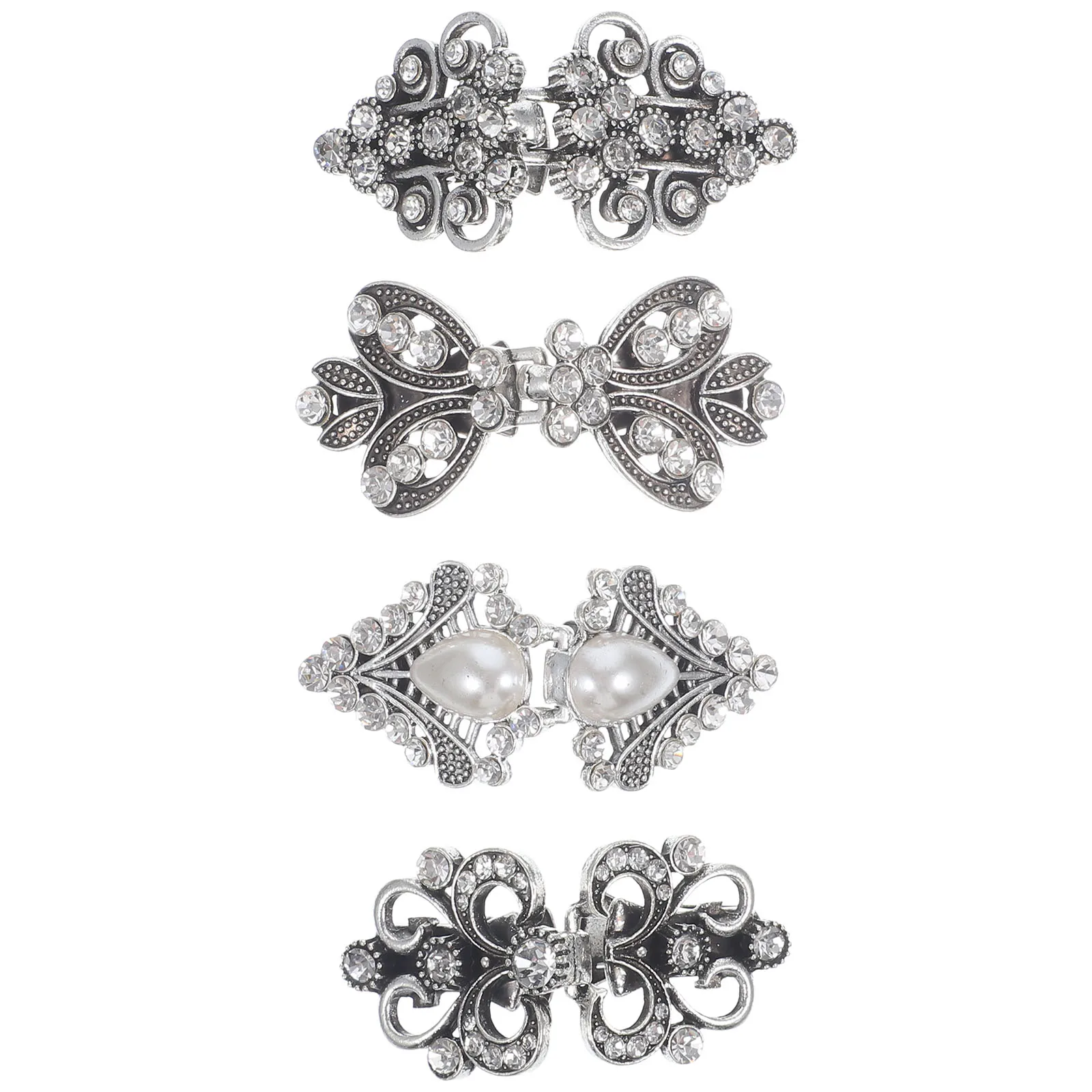 

4pcs Alloy Cloak Cuff Brooches Women Luxury Retro Shawl Collar Clips Cardigan Sweater Saree Dress Shirt Clasp Vintage