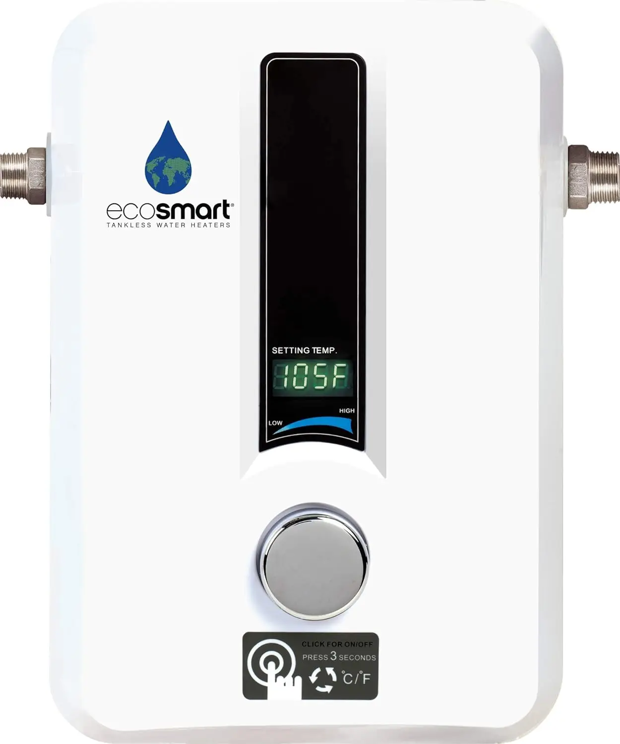 Aquecedor de água elétrico sem tanque ECO-Tankless, 8 kW, 8 kW, 12x8x4, altamente durável, fácil de usar, branco