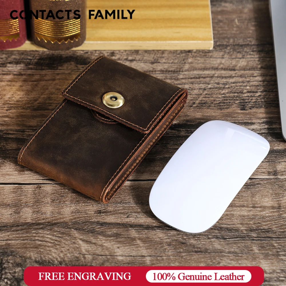 CONTACTS FAMILY Genuine Leather Pouch For Apple Magic Mouse 1/2/3/4 Generation Wireless Mice Gaming Mouse Small Bag