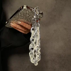 Luxury Pearl Silver Mobile Phone Lanyard Wrist Strap Lady Hand-held Chain Short Anti-lost Cell Phone Earphones Cute Key Pendant