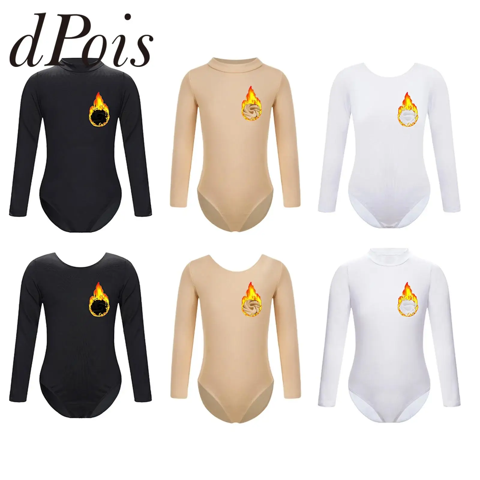 Girls Ballet Dance Gymnastics Leotard Fleece Lined Thermal Underwear Top Dancewear Figure Skating Training Costume Yoga Bodysuit
