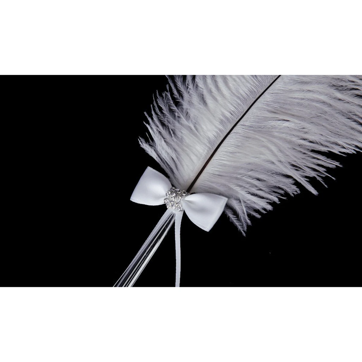 

Wedding Signing Pen 40cm Length 25cm Spring 15cm White Black Ink Rhinestone Ribbon Bowknot Guest Book Ballpoint