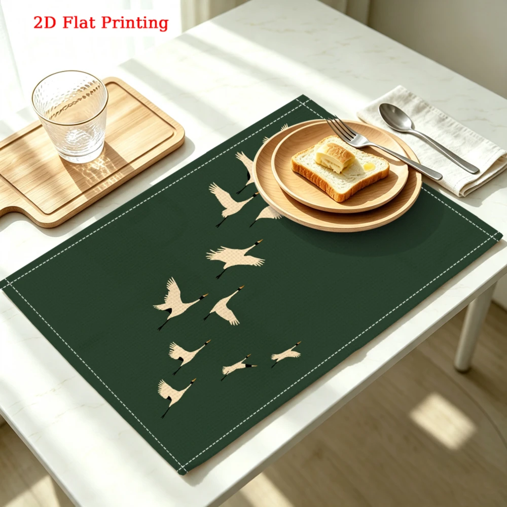Flying Geese Pattern Kitchen Placemat Flying Geese Pattern Linen Pad Dish Coffee Cup Table Mat 1PC 30x40cm