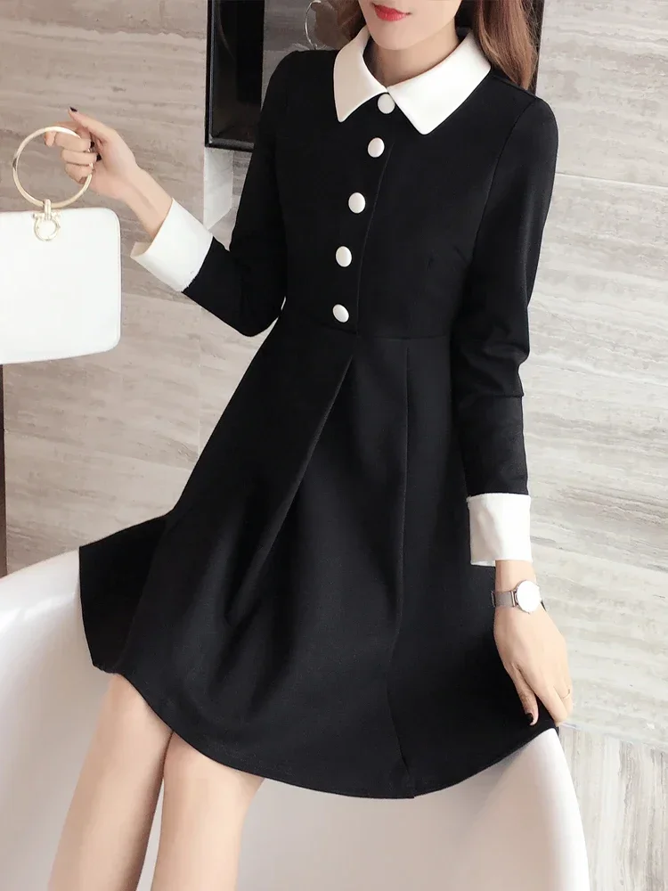 2023 New Golf Autumn Women's POLO Dress Loose Large Size Little Black Dress