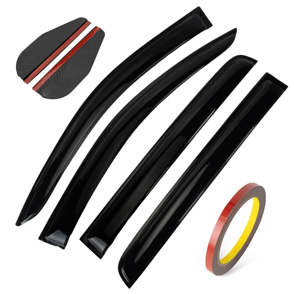 

4 шт. боковой оконный вентиляционный козырек, дефлекторы окон для Ford Ranger 2024 2025, черный автомобильный козырек на ленте, аксессуары для оконного козырька