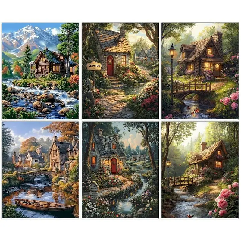 

GATYZTORY Frame Diy Painting By Numbers For Adults House Landsape Acrylic Paint By Number Oil Canvas Drawing Home Decor