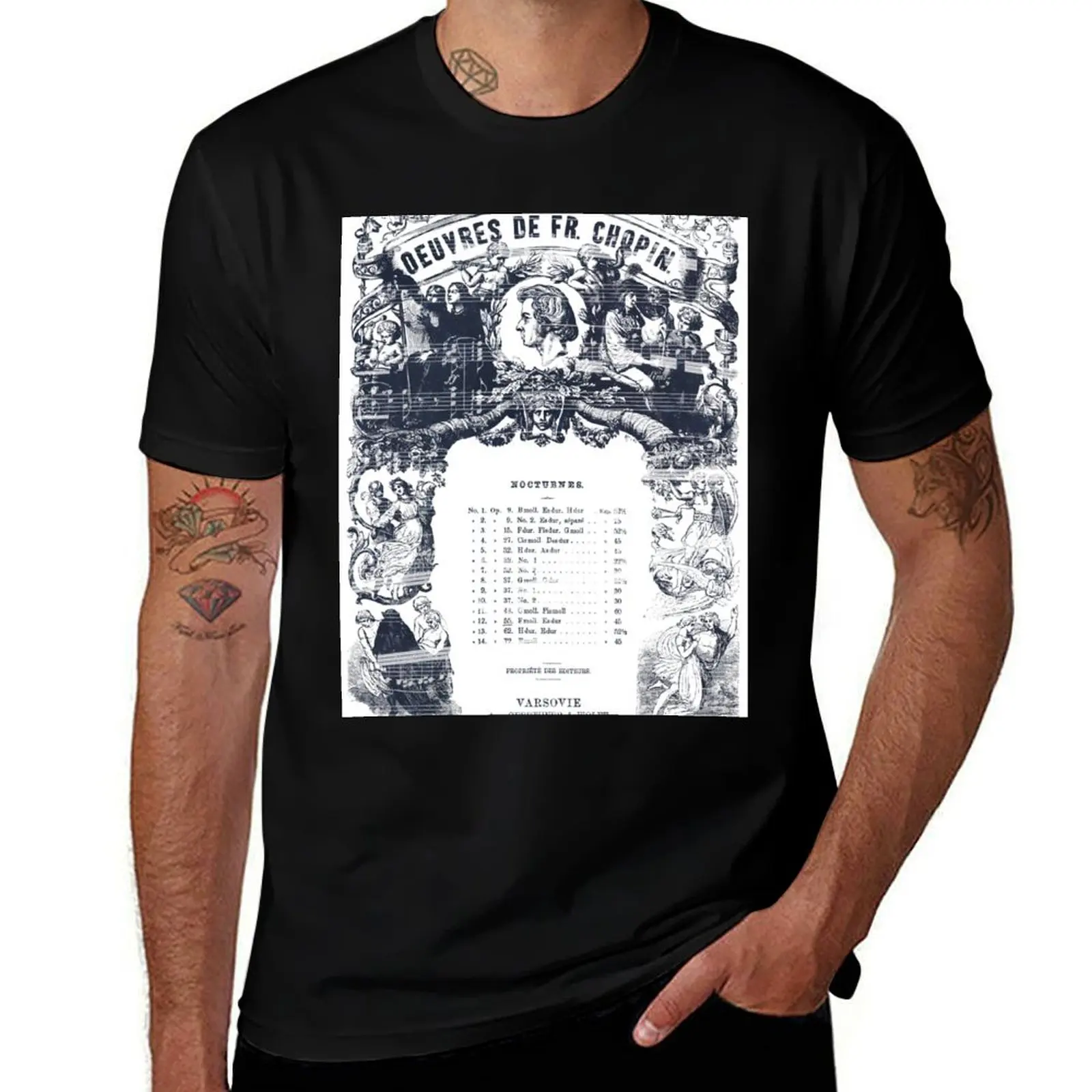 Frederick Chopin Nocturne art T-Shirt Casual Work Wear T-Shirt
