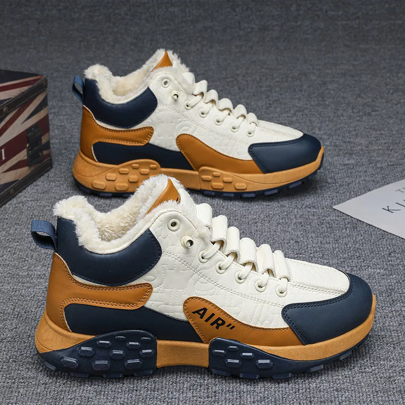 Men Platform Warm Cotton Shoes Male Thick Sneakers Winter Shoes Men Fashionable Casual Running Shoes High Top Snow Boots
