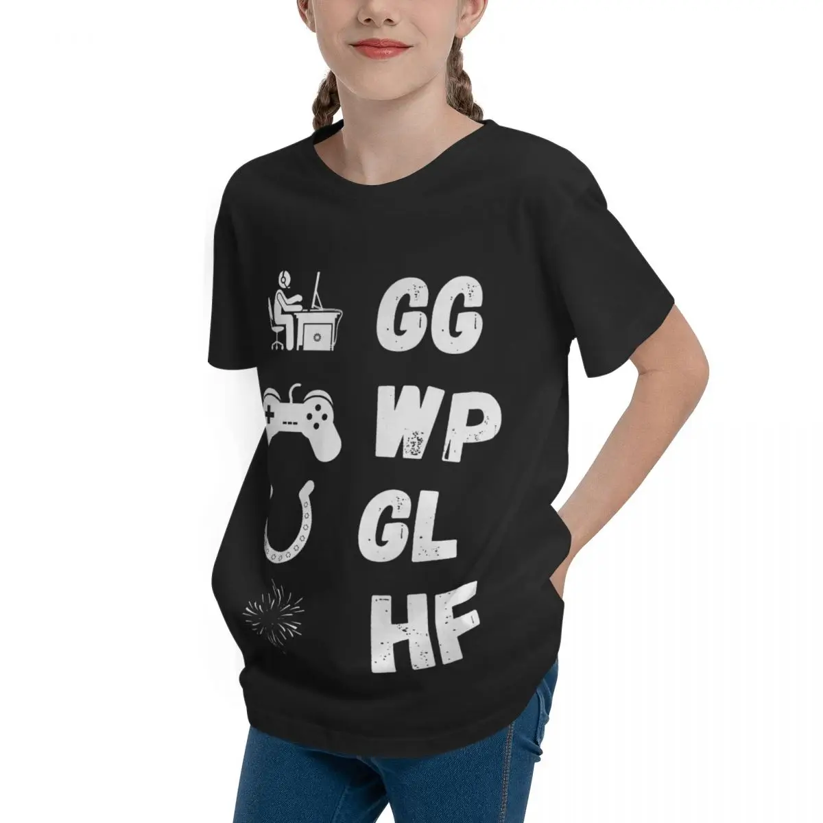 GG WP GL HF Game Long Sleeve For Y Teeanger Basic Short Sleeve T-Shirt Fresh Tshirt Graphic Cool Funny Vintage