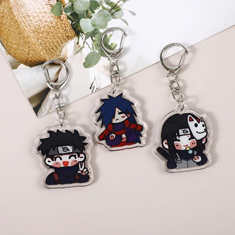 LLavero de acrílico con dibujos animados de Naruto Uchiha Itachi Obito Madara Shisui Hyga Neji Nara Shikamaru Deidara, regalos de 5Cm