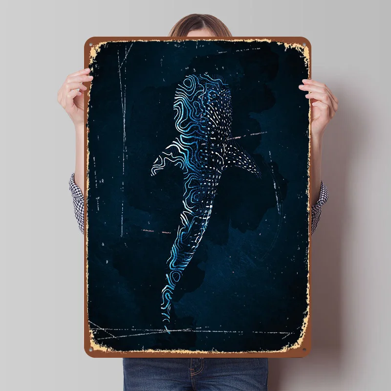 Walhai Blechschild Poster Personalisierte Wandkunst Retro Vintage Metallschilder für Zimmer Garage Dekoration Gaming Wand Deko Haus