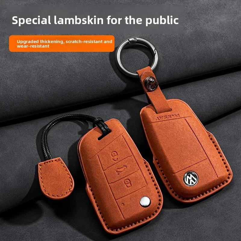 

Leather Car Key Case Keys Full Cover Protection for VW Volkswagen Polo Tiguan Passat Golf Jetta Lavida Skoda Octavia Accessories