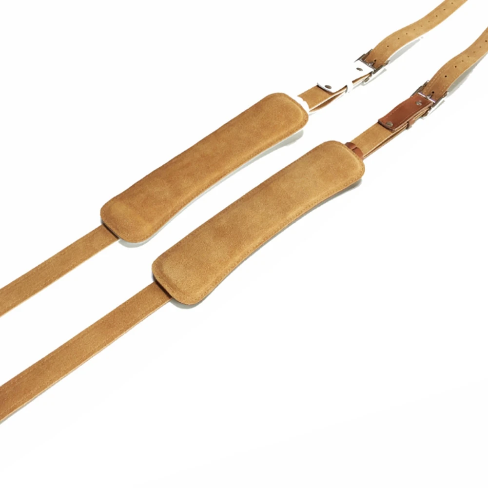 

A37Q-2X Leather And Metal Buckle Electric Guitar Strap Belt Shoulder Pad Adjustable Guitar Straps-White Color & Brown Color