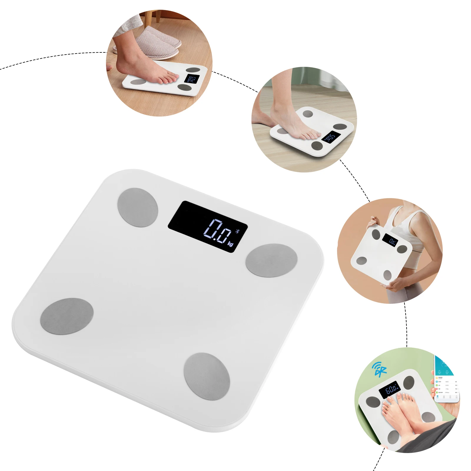 Smart BMI Digital Scale, Measuring Weight and Body Fat, Most Accurate Bluetooth Scale, White