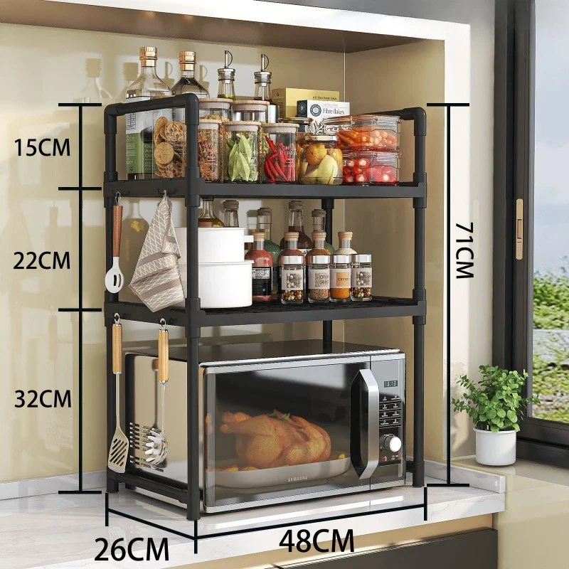 

Kitchen Microwave Rack Multifunctional Shelf Oven Rack Double Deck Kitchen Seasoning Rack Dish Drying Rack Kitchen Items Laddle
