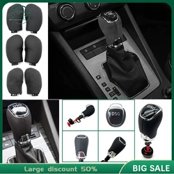 For Skoda Octavia Superb Fabia Yeti DSG Gear Shift Knob Leather Side Cover Interior Parts Accessories