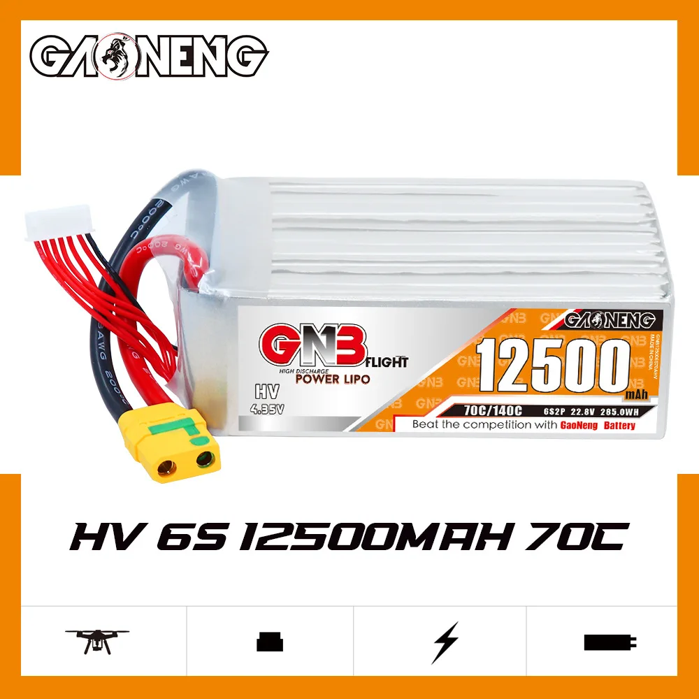 بطارية ليبو GNB 6S 22.8V 6000/7000/7500/8000/9000/12500/13500/14500mAh 70C مع قابس XT90 XT90S لأجزاء طائرة FPV UAV #6