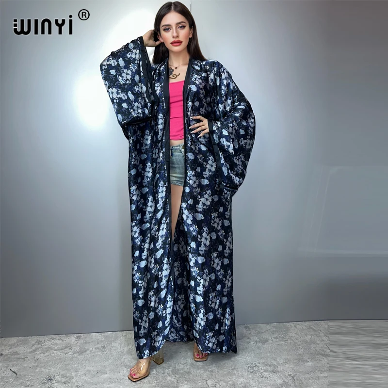 

WINYI summer boho kimono retro Caftan holida beachwear Cardigan evening dress abaya dubai luxury cover-ups beach outfits women