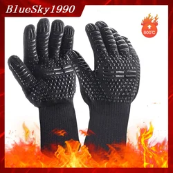 800°C Heat Resistant Glove BBQ Fireproof Black Glove Outdoor Barbecue Gloves Oven Microwave Gloves Cooking Tools