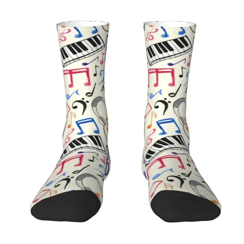 

Good Beat Music Notes Men Women Crew Socks Unisex Cute 3D Printing Classic Music Piano Lover Dress Socks