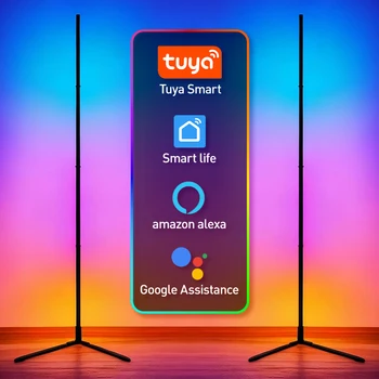 RGBIC Smart Corner Floor Lamp, Tuya App & Remote Control, Adjustable Colors & Effects, Atm