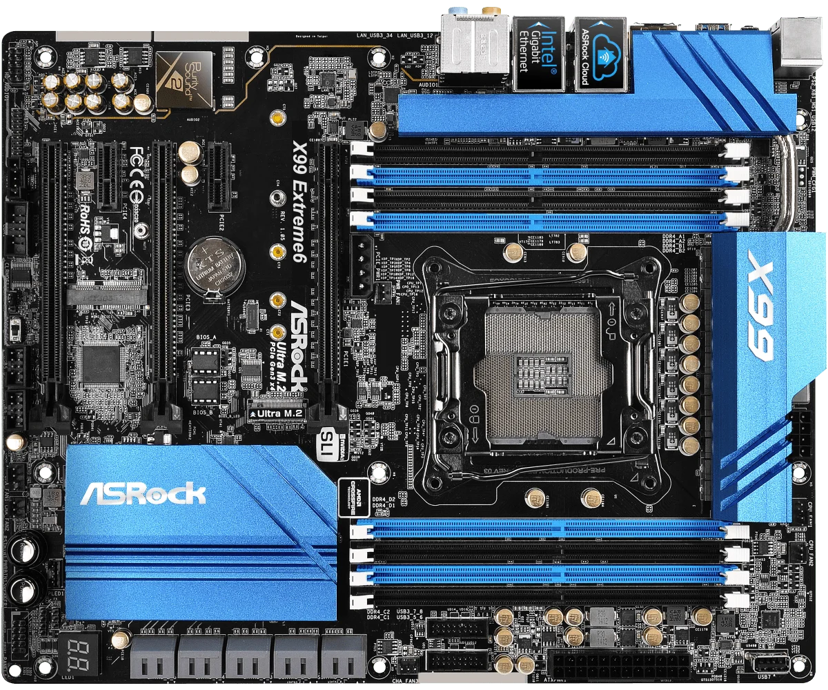اللوحات الأم ASROK X99 Extreme6 X99 LGA 2011-3 V3 DDR4 128GB PCIe 3.0 تدعم i7-6950 E5-2640 E5-2680 E5-2660 M.2 ATX