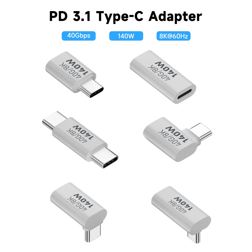 

PD140W USB C Female to Male Adapter PD 3.1 Thunderbolt 3 40 Gbps Data Transfer 8K@60Hz Extension Connector for MacBook Pro/Air