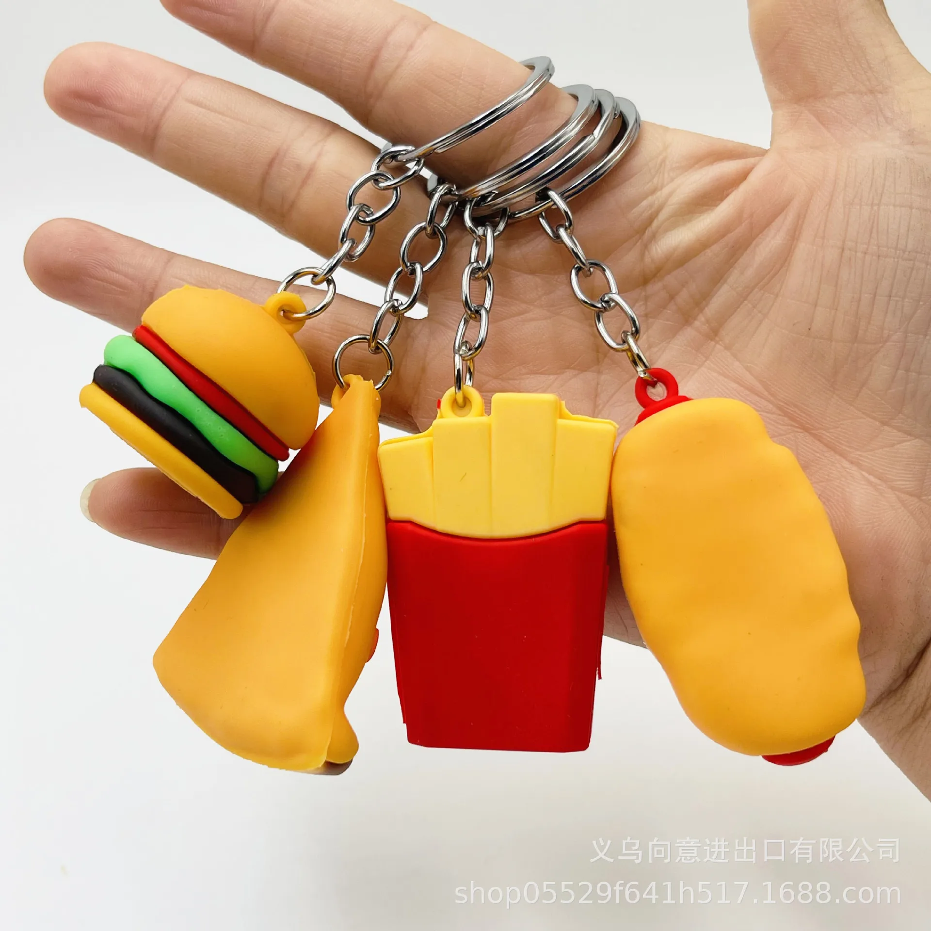 Cartoon Hamburg Keychain French Fries 3D PVC Pizza Hot Dog Simulation Food Free Shipping Creative Gifts DIY Jewelry