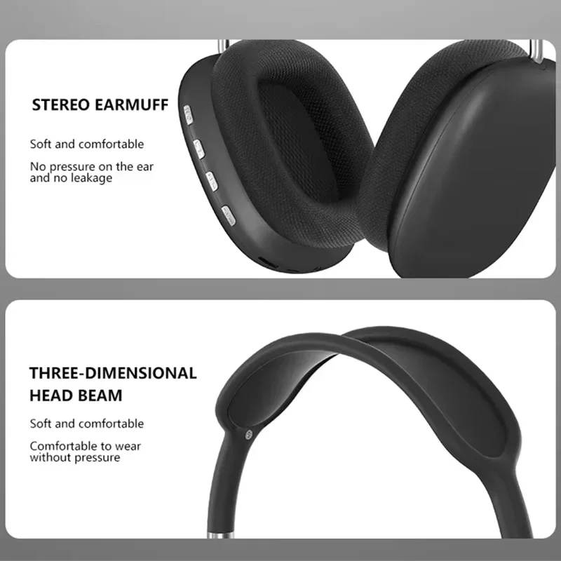 New P9 Pro Max Wireless Bluetooth Headphones Noise Cancelling Mic Over Ear Sports Gaming With TF Card Slot Headset