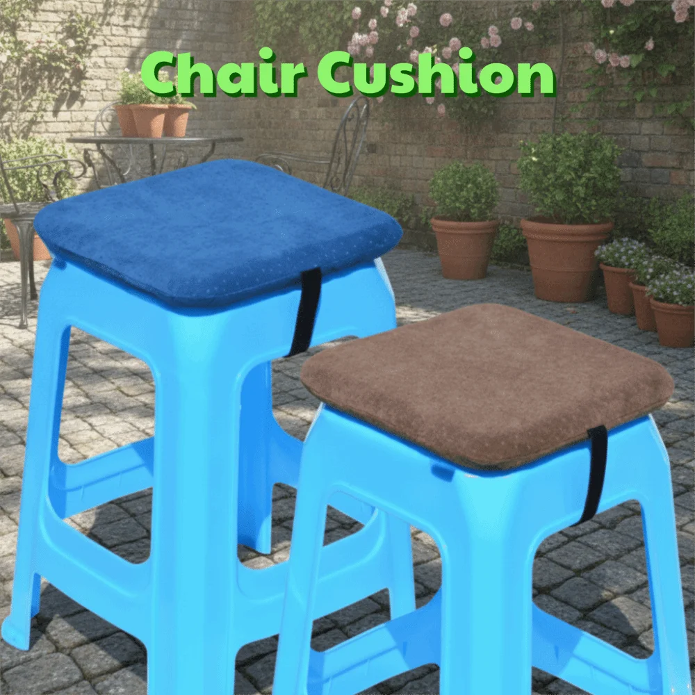 Washable Square Student Chair Cushion Slow Rebound Velvet Fabric Surface Plastic Stool Pad Soft Detachable Butt Pad Classroom
