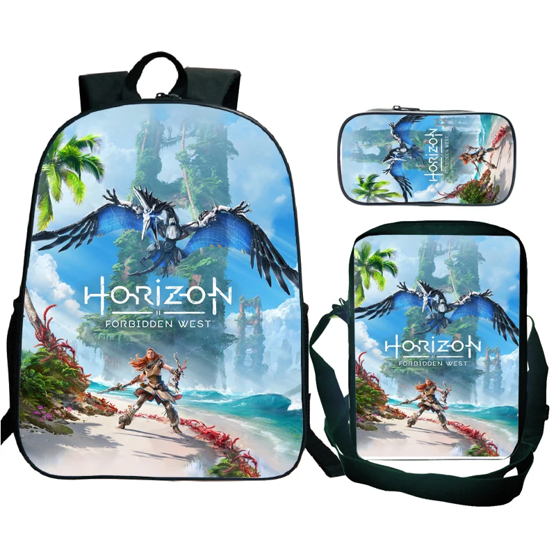 3 Pcs Horizon Forbidden West Backpack Children Kids Student School Pencil Bags Aloy Stationery Box Laptop Mochila Boys Gifts