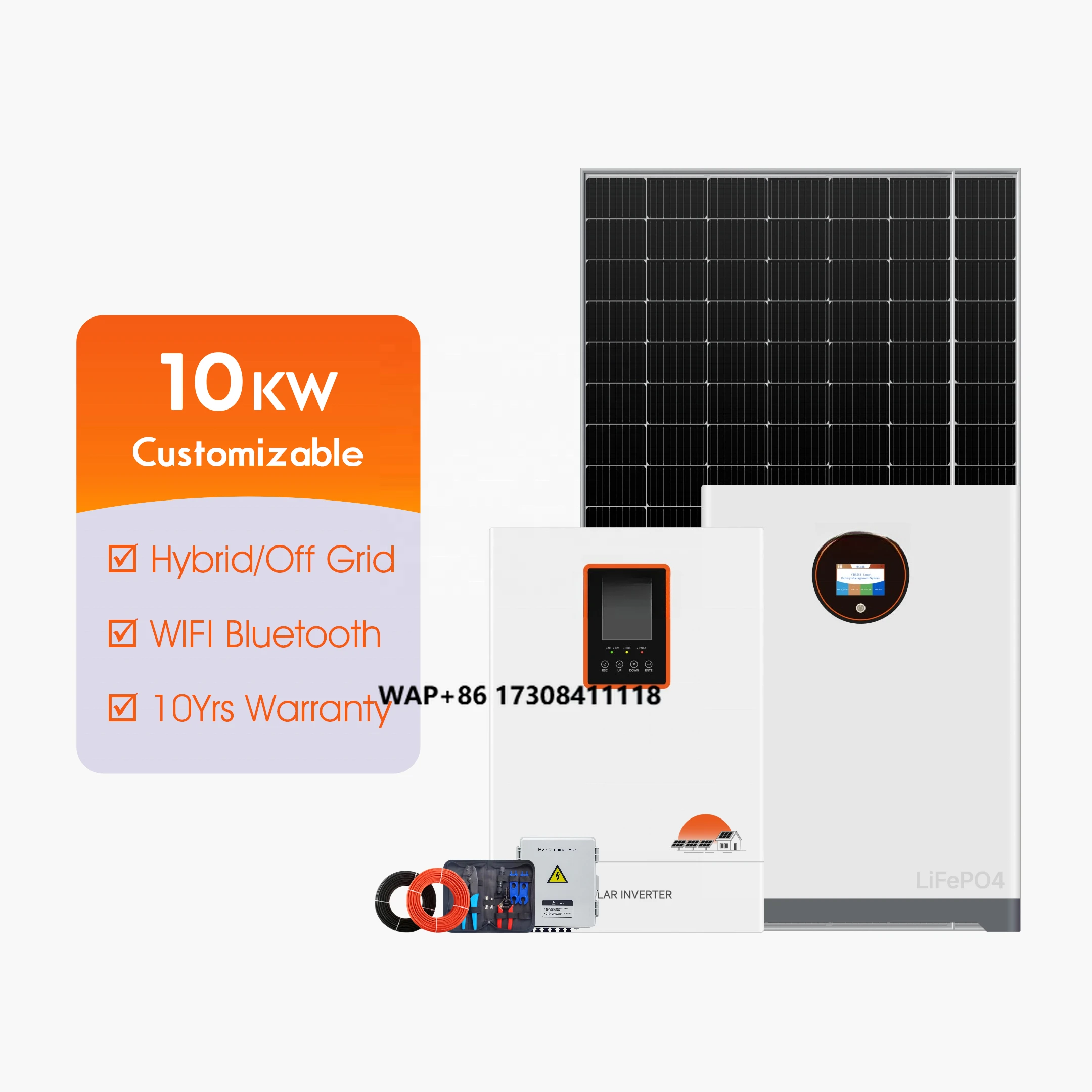 10kW Solar Panels With Battery and Inverter Kit Complet Off Grid Hybrid Solar Energy System