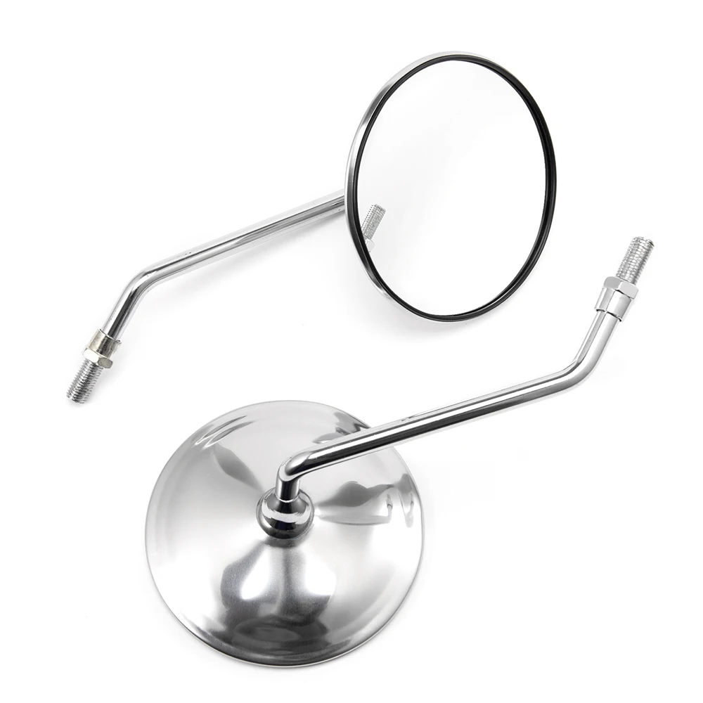 10mm Chrome Motorcycle Scooter Mirrors for Yamaha Kawasaki 1000 LTD Suzuki Vespa XL250 For Honda Motosport 250 Shadow VLX 600